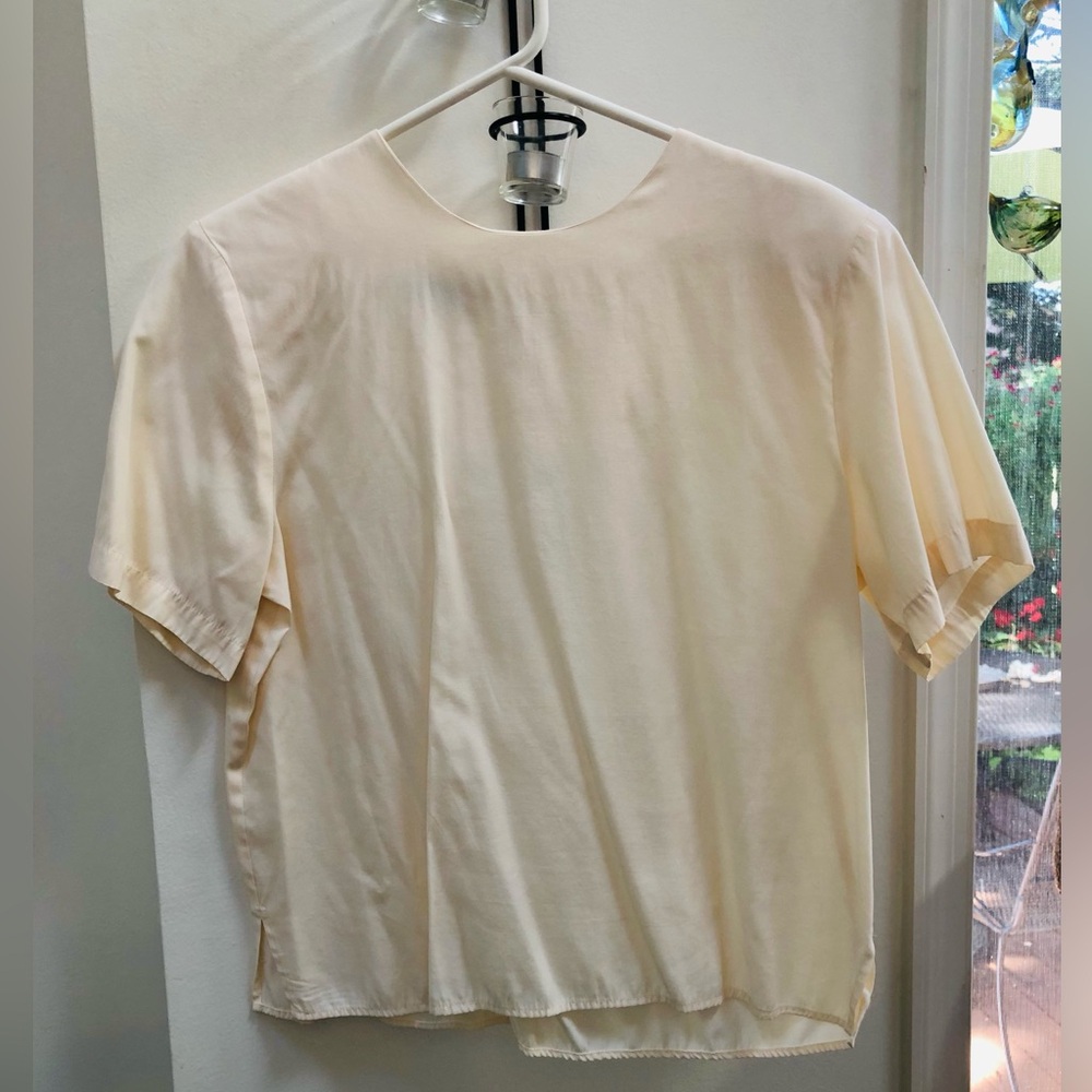 Gloria Lance Pale Yellow Blouse, Button back neckline